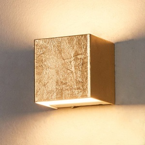Lampenwelt.com, LED-Wandlampe Quentin, gold, 9 cm breit, LED-Wandlampe Quentin, gold, 9 cm breit
