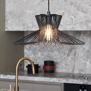 BEACON LIGHTING, Pendellampe Pheonix Flair mit Käfigschirm Ø 50 cm, Beacon Hängelampe Pheonix Flair schwarz, Metall, Ø 50 cm