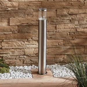 Lampenwelt.com, Wegelampe Hanneli aus Edelstahl, rund, 