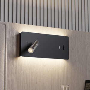 LUCANDE, Lucande Kimo LED-Wandlampe eckig schwarz, USB-Slot, Lucande LED-Wandlampe Kimo, eckig, schwarz, Aluminium, USB
