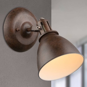 Globo, GLOBO GIORGIO Strahler Metall rostfarben, Schirm innen weiß, BxH:150x220, AL:180, exkl, Wandleuchte Metall rostfarben 1xE14