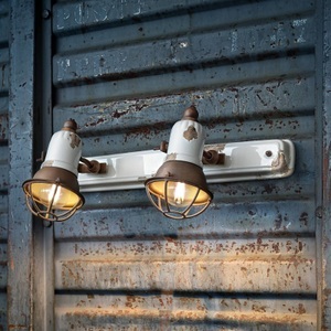 Ferro Luce, Wandlampe C1676/1 mit Korb, 2flg., weiß, Wandlampe C1676/1 mit Korb, zweiflammig, weiß