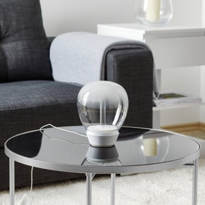 Artemide, Artemide Empatia Designer-LED-Tischleuchte, 16 cm, Tischleuchte Empatia LED metall glas weiß transparent LED / Ø 16 cm - Artemide transparent en glas