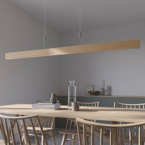 Lampenwelt.com, LED-Pendellampe Lise, Eiche natur,158 cm, Quitani LED-Pendellampe Lise, Eiche natur, Länge 158 cm
