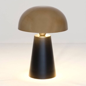 J. Holländer, Tischleuchte Fungo, edel designt, schwarz/gold, Tischleuchte Fungo, unten strahlend, schwarz/gold