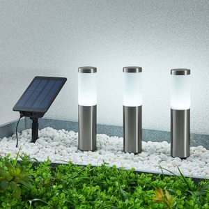 LINDBY, Lindby Lexiane LED-Solarlampen, 3er-Set, Edelstahl, Lindby Lexiane LED-Solarlampen, 3er-Set, Edelstahl