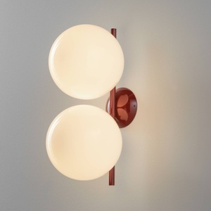 Flos, Flos - Wand- Deckenleuchte IC - Glas - weiss/dunkelrot - 20/24.5/42 cm, Wandleuchte IC Double 1 glas weiß rot / Deckenleuchte - L 42 cm, Ø 20 cm - Flos rot en glas