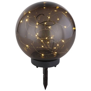 Globo, LED-Solarleuchte Kugel rauchfarben, Ø 20 cm, Globo Solarleuchte , 33806 , Grau , Kunststoff , 30 cm , 004558674901