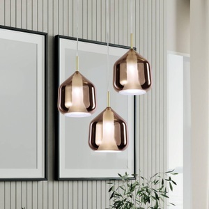 MILOOX BY SFORZIN, Hängelampe X-Ray kupferfarben/goldfarben 3-flammig rund Glas, Hängelampe X-Ray kupferfarben/goldfarben 3-flammig rund Glas