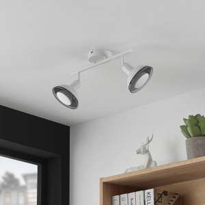 LINDBY, Lindby Erin LED-Deckenstrahler weiß zweiflammig, Lindby Deckenstrahler Erin, weiß, 2-flammig, 31,5 cm, Glas