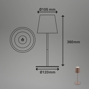 Briloner, LED-Akku-Tischlampe 7508012, braun, 2.700 K IP44 Touchdimmer, LED-Akku-Tischlampe 7508012, braun, 2.700 K IP44 Touchdimmer