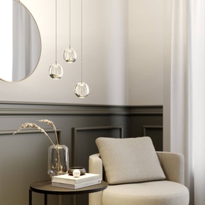 Lampenwelt.com, LED-Pendellampe Hayley m. Glaskugeln, 3-fl., chrom, Lucande LED-Pendellampe Hayley, 3-flg., chromfarben, Glas