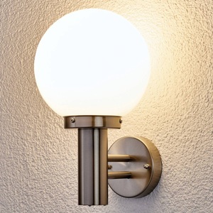 Lampenwelt.com, Außenwandlampe Nada aus Edelstahl, Außenwandlampe Nada aus Edelstahl