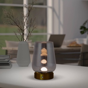 Näve, LED-Deko-Tischlampe 5305758 Akku Schirm rauchgrau, LED-Deko-Tischlampe 5305758 Akku Schirm rauchgrau