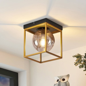 LINDBY, Lindby Josipa Deckenlampe, Käfig, Rauchglas, 1-fl., 