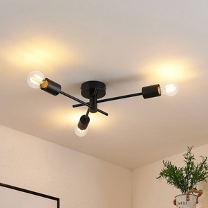 LINDBY, Lindby Cerros Deckenlampe dreiflammig, schwarz, Lindby Cerros Deckenlampe dreiflammig, schwarz