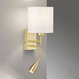 FISCHER & HONSEL, Fischer & Honsel Dreamer 30312 Wandleuchte E27 4 W Messing (matt), Weiß, Wandlampe Dreamer LED-Lesearm messing/Chintz weiß