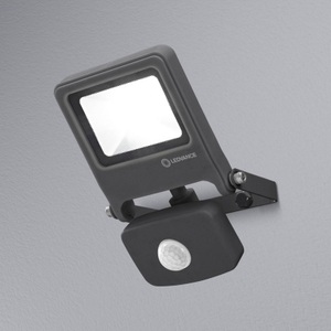LIVIQUE, Wandlampe Endura Flood, Ledvance LED-Scheinwerfer Endura Schwarz 10W 800lm 100D - 840 Kaltweiß | IP44 - Bewegungs- und Lichtsensor - Symmetrisch