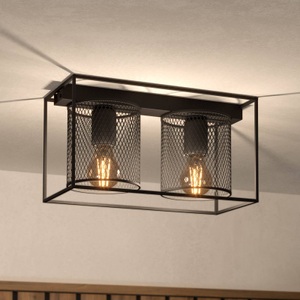Eglo, Deckenlampe Catterick, schwarz, zwei Käfigschirme, Eglo Deckenlampe Catterick