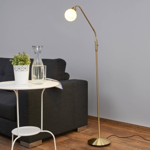Lampenwelt.com, Elaina - LED-Leselampe in Messing, Stehleuchte Elaina 1-flg., messing