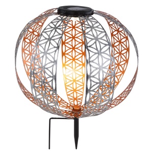 mutoni light, Solarleuchte Metall silberfarben 1xLED, Globo Solarleuchte , 33646 , Silberfarben, Goldfarben , Metall , 41 cm , 004558674001