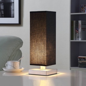 Lampenwelt.com, Schwarze Stofftischleuchte Martje m. LED-Lampe, 