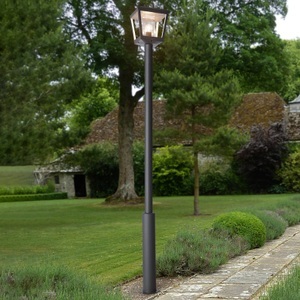 Lampenwelt.com, Mastleuchte Dunia mit klarem Schirm, Lucande Mastleuchte Dunia, dunkelgrau, Aluminium