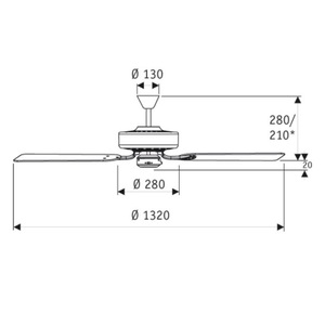 undefined, Deckenventilator CLASSIC ROYAL Rotorblatt-Ø 1320 mm Nussbaum / braun antik / bronze, CasaFan Classic Royal 132 BA Deckenventilator 59 W (Ø x H) 132 cm x 230 mm Braun