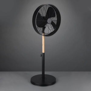 Reality Leuchten, Standventilator Viking, schwarz mit Holzelement, 