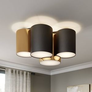 TK LIGHTING, Deckenleuchte Mona vierflammig, schwarz/gold, Deckenleuchte Mona vierflammig, schwarz/gold