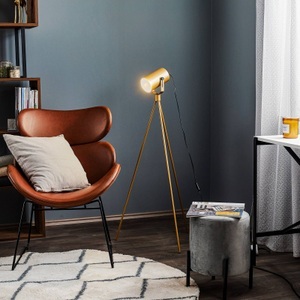 TEMAR LIGHTING, Stehleuchte La Tuba 1250 Dreibein mit Spot, gold, 