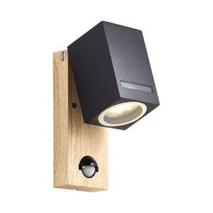 Brilliant, Außenwandleuchte Galeni mit Sensor, Brilliant Galeni 96376/76 Außenwandleuchte GU10 Schwarz, Natur