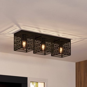 Eglo, Deckenlampe Piedritas, drei schwarze Quaderschirme, Eglo Deckenlampe Piedritas