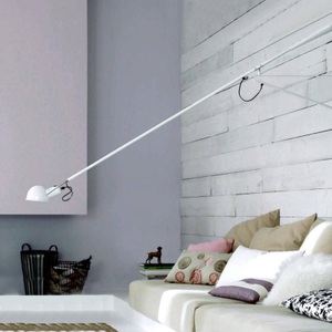 Flos, Flos - Wandleuchte 265 - Metall - weiss - 205/35 cm, Wandleuchte mit Stromkabel 265 metall weiß / L 205 cm - basiert auf dem Original von 1973 - Flos weiß en metall