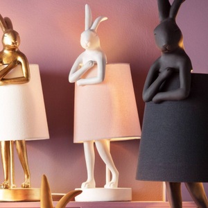 Kare Design, Tischleuchte Animal Rabbit rosa 50, KARE Tischleuchte Animal Rabbit, weiß/rosa, Höhe 50 cm
