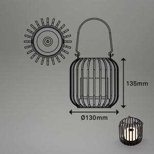 Briloner, LED-Akku-Tischleuchte 7279 IP44 Metallkorb schwarz, LED-Akku-Tischleuchte 7279 IP44 Metallkorb schwarz