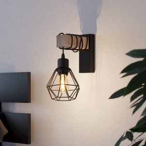 Eglo, Wandleuchte Townshend, Breite 14 cm, schwarz/eiche, Eglo Wandlampe Townshend 5