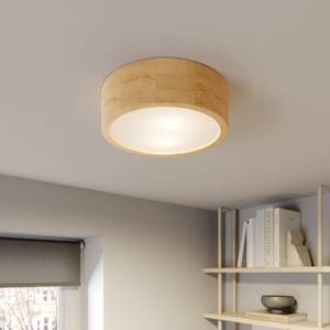 TEMAR LIGHTING, Deckenlampe Cleo aus Holz mit Diffusor, Ø 27,5cm, Deckenleuchte Cleo aus Kiefernholz, Ø 27,5cm