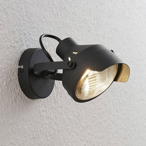 Lampenwelt.com, Scheinwerfer-Spot Henega in Schwarz, 1-flammig, Scheinwerfer-Spot Henega in Schwarz, 1-flammig