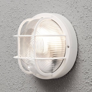 Konstmide, Außenwandlampe Elmas rund, weiß, Außenwandlampe Elmas rund, weiß