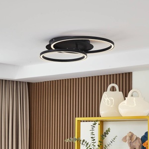 LUCANDE, Lucande Tjado LED-Deckenlampe rund zweiflammig, Lucande LED-Deckenlampe Tjado, 62 cm lang, schwarz, Metall
