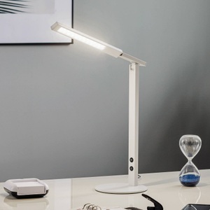 Fabas Luce, LED-Schreibtischleuchte Ideal mit Dimmer, weiß, LED-Tischleuchte IDEAL, Tastdimmer, 770 Lumen, 2700-5000 Kelvin, Aluminium, weiss