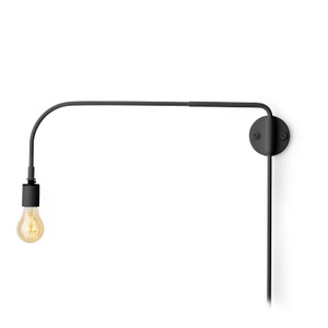 MENU, menu Tribeca Warren Wandleuchte schwarz, Wandleuchte mit Stromkabel Warren metall schwarz / Dreharm aus Metall - L 52 cm - Menu schwarz en metall