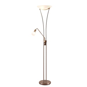 Lampenwelt.com, Felicia - zeitloser LED-Deckenfluter, dimmbar, Lindby Felicia Deckenfluter mit Leselampe, nickel