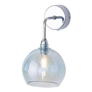Ebb & Flow, EBB & FLOW Rowan Wandlampe silber Schirm topasblau, EBB & FLOW Rowan Wandlampe silber Schirm topasblau
