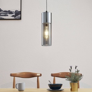 Lampenwelt.com, Pendellampe Eleen mit Rauchglaszylinder, Pendellampe Eleen mit Rauchglaszylinder