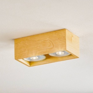 SOLLUX, Aufbau-Deckenspot Solana Holz eckig zweiflammig, Aufbau-Deckenspot Solana Holz eckig zweiflammig