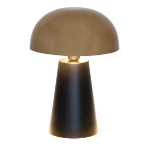 J. Holländer, Tischleuchte Fungo, edel designt, schwarz/gold, Tischleuchte Fungo, unten strahlend, schwarz/gold