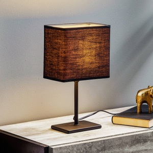 FH LIGHTING, Tischleuchte Kate mit Stoffschirm, schwarz/gold, Tischleuchte Kate mit Stoffschirm, schwarz/gold