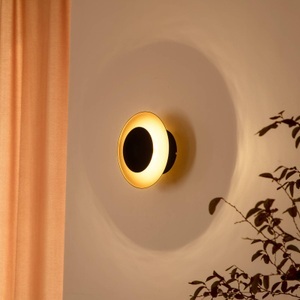 LINDBY, Lindby Tiama LED-Wandleuchte Metall schwarz gold, Lindby LED-Wandleuchte Tiama, Metall, schwarz/gold, Ø 20 cm